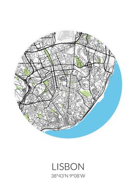 Lisbon Circle City Map