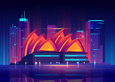 Neon Sydney Cityscape
