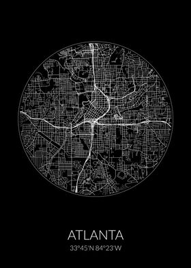 Atlanta City Map Black