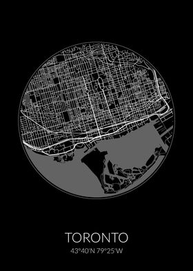 Toronto City Map Black