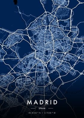 Madrid City Map Blueprint