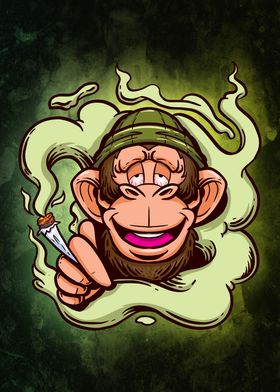 Ape with a cigarette