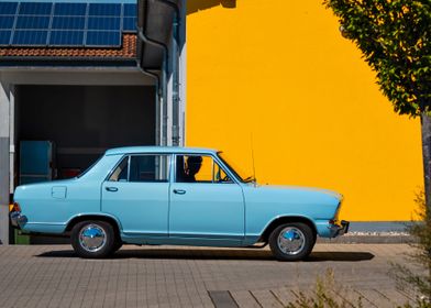 Retro blue car