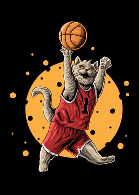 Cat playing basketball