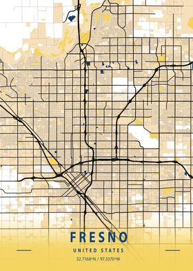 Fresno Yellow City Map