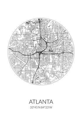 Atlanta City Map White