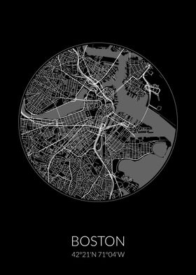Boston City Map Black