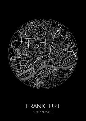 Frankfurt City Map Black