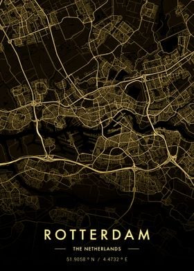 Rotterdam City Map Gold