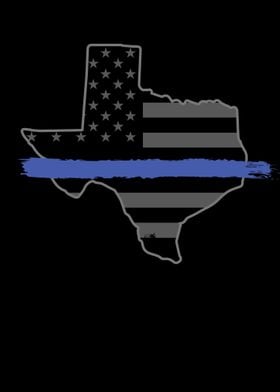 Thin Blue Line Texas Highway Patrol Law Enforcement Blue Line Flag  Wall Poster 