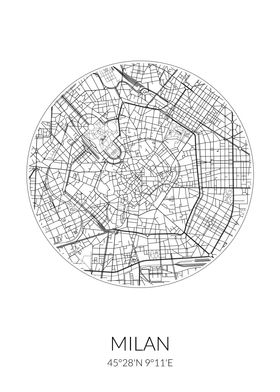 Milan City Map White