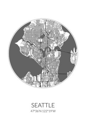 Seattle City Map White