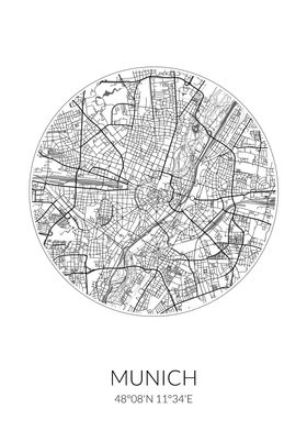 Munich City Map White