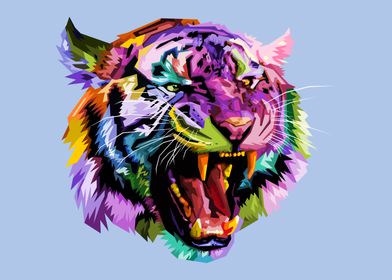 angry tiger on pop art