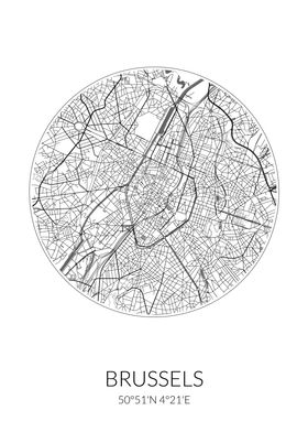 Brussels City Map White