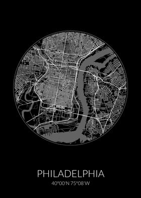 Philadelphia Map Black