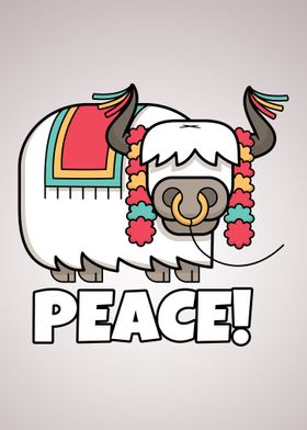 Peace Funny Yak Cow