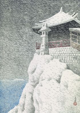 Kannon Temple In Snowstorm