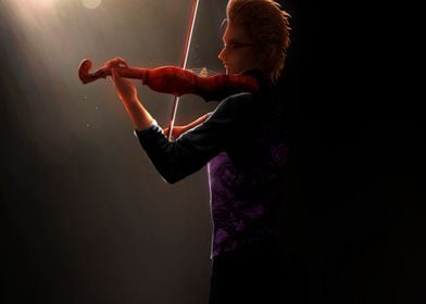 Anime guy plays the violin