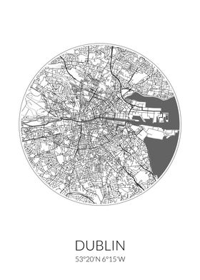 Dublin City Map White