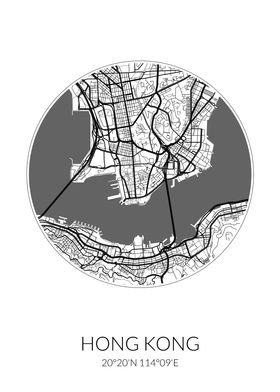 Hong Kong City Map White