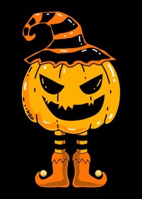 Pumpkin head pumpkin witch