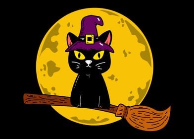 Black cat witch halloween 