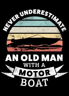 Funny Old Man Motor Boat