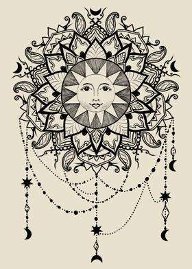 Sun Moon And Stars Mandala