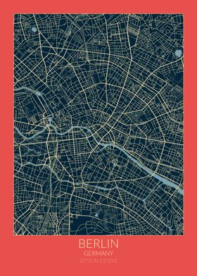 Berlin Map Red Blue