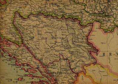 Bosnia Vintage Map