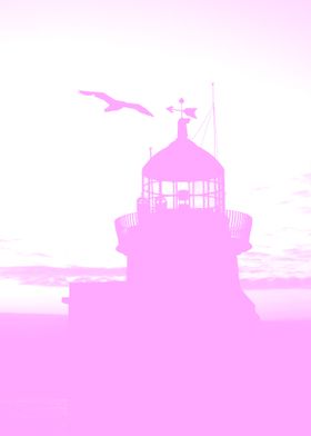 Pink Bird Building Poster