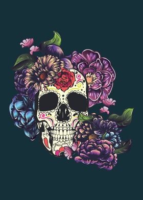 Sugarskull with flowers