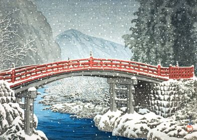 Kamibashi Bridge In Snow