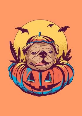 Cute Pug Dog Pumpkin