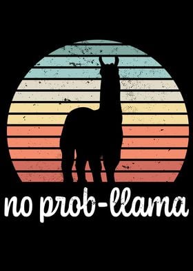 Funny Retro Llama Sunset