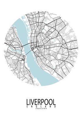 Liverpool City Map Circle Poster By Demap Studio Displate