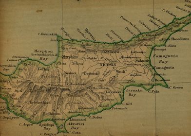 Cyprus Vintage Map