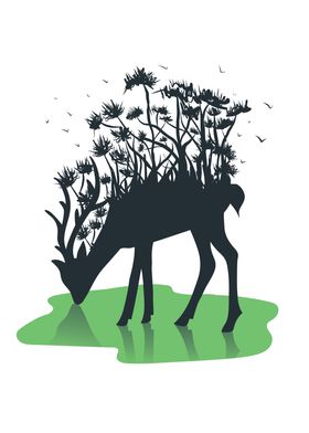 Forest Deer Silhouette