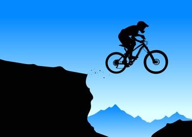 Silhouette of a biker jump