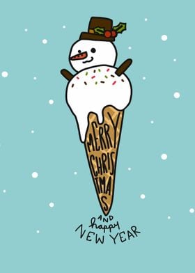 Snowman ice cream cone