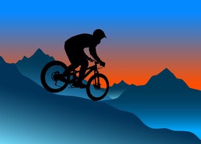 Silhouette of a cyclist 