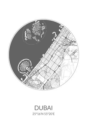 Dubai City Map White