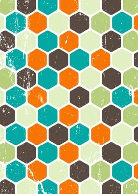 Retro Distressed Hexagons 