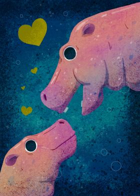 Cute hippos