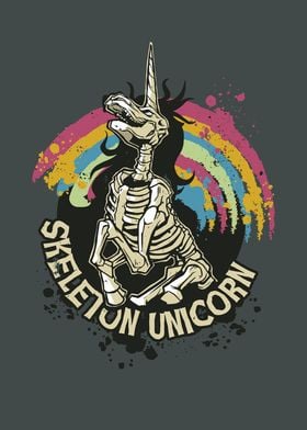 Skeleton Unicorn Goth Gift