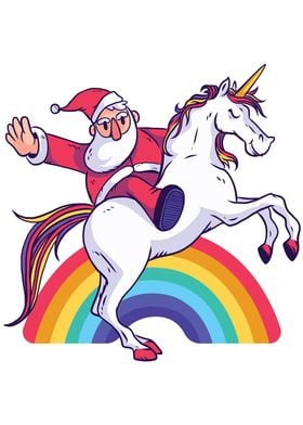 Santa Claus rides Unicorn