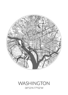 Washington City Map White