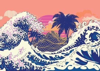 The great wave with palms