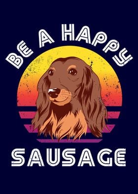 Retro Happy Sausage Dog